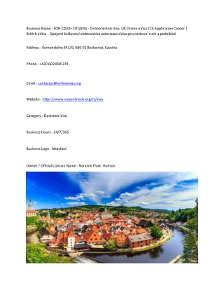 FOR CZECH CITIZENS - Online British Visa  UK Online eVisa ETA Application Center