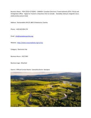 FOR CZECH CITIZENS - CANADA  Canadian Electronic Travel Authority (ETA / EVisa)