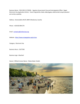 FOR CZECH CITIZENS -  Egyption Government Visa and Immmigration Office | Egypt E