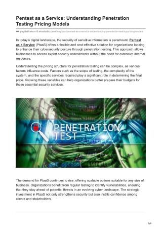 Pentest as a Service Understanding Penetration Testing Pricing Models