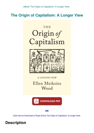 eBook The Origin of Capitalism A Longer View