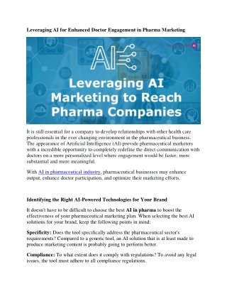 Leveraging AI for Enhanced Doctor Engagement in Pharma Marketing