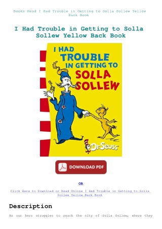 Books Read I Had Trouble in Getting to Solla Sollew Yellow Back Book