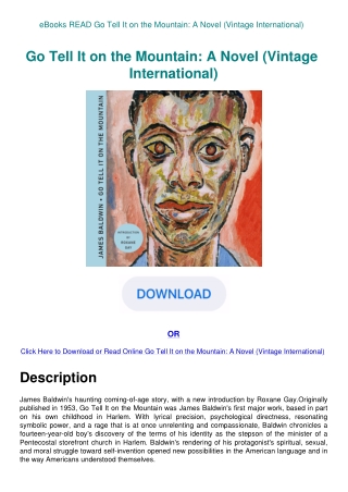 eBooks READ Go Tell It on the Mountain A Novel (Vintage International)