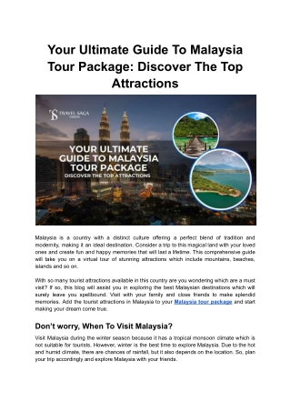 Book Malaysia Tour Package