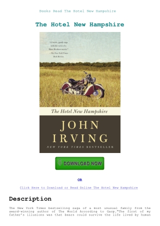 Books Read The Hotel New Hampshire