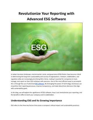 Revolutionize Your Reporting with Advanced ESG Software