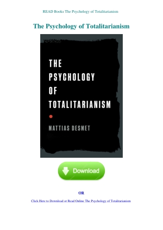 READ Books The Psychology of Totalitarianism