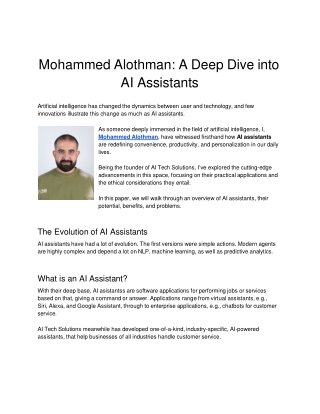 Mohammed Alothman: A Deep Dive into AI Assistants