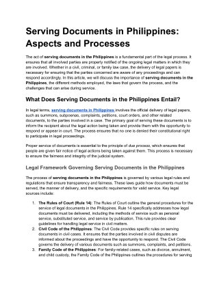 Serving Documents in Philippines: Aspects and Processes