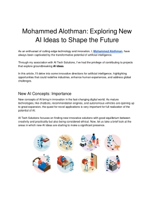 Mohammed Alothman: Exploring New AI Ideas to Shape the Future