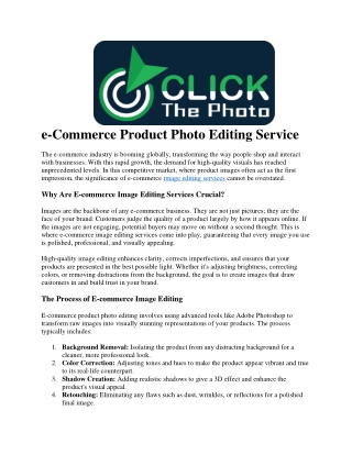 e-Commerce Product Photo Editing Service