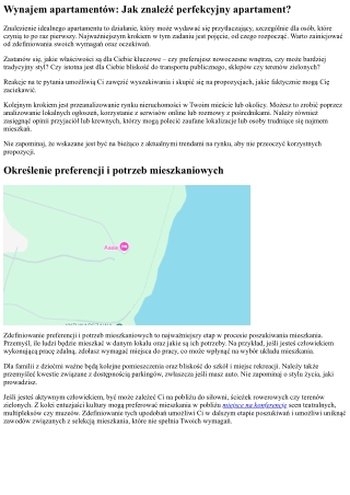 Wynajem apartamentów: Jak znaleźć perfekcyjny lokal?