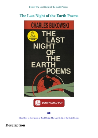 Books  The Last Night of the Earth Poems
