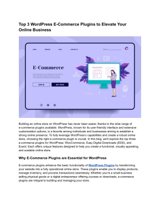 Top 3 WordPress E-Commerce Plugins to Elevate Your Online Business