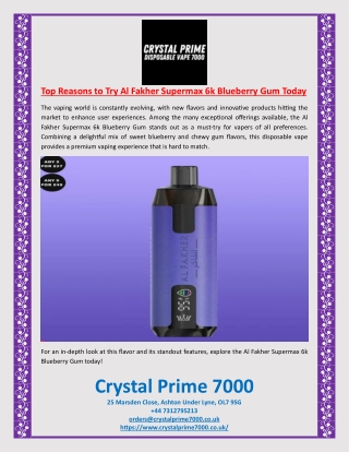 Top Reasons to Try Al Fakher Supermax 6k Blueberry Gum Today