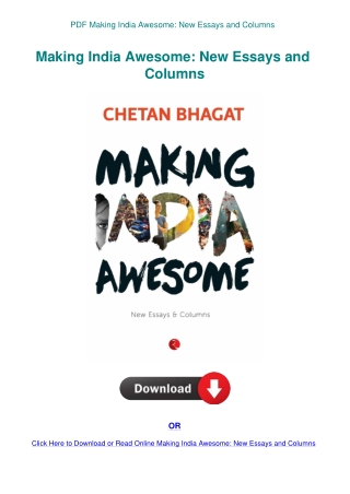 PDF Making India Awesome New Essays and Columns