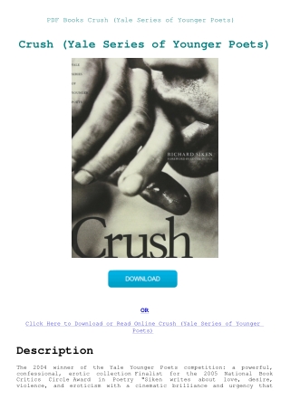 PDF Books Crush (Yale Series of Younger Poets)