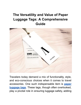 The Versatility and Value of Paper Luggage Tags_ A Comprehensive Guide