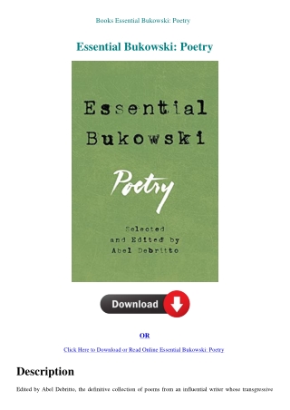 Books  Essential Bukowski Poetry