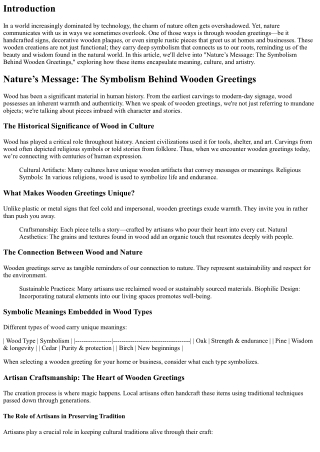 “Nature’s Message: The Symbolism Behind Wooden Greetings”