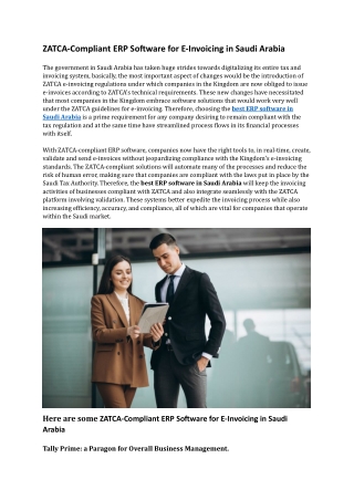 ZATCA-Compliant ERP Software for E-Invoicing in Saudi Arabia