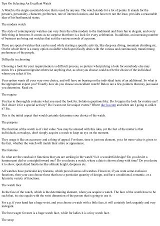 Tips on choosing an excellent watch