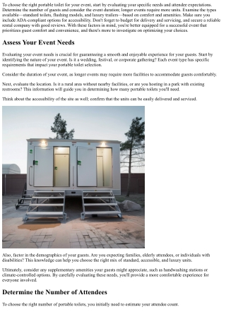 How to Choose the Right Portable Toilet for Your Event