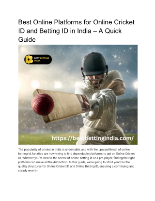 Best Online Platforms for Online Cricket ID and Betting ID in India – A Quick Guide