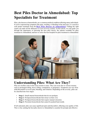 Best Piles Doctor in Ahmedabad