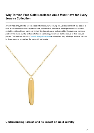 Why Tarnish-Free Gold Necklaces Are a Must-Have for Every Jewelry Collection