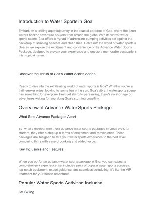 Introduction to Water Sports in Goa