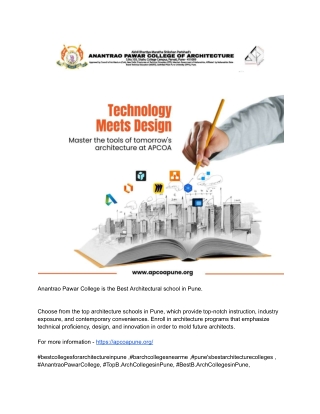 Anantrao Pawar College is the Best Architectural school in Pune