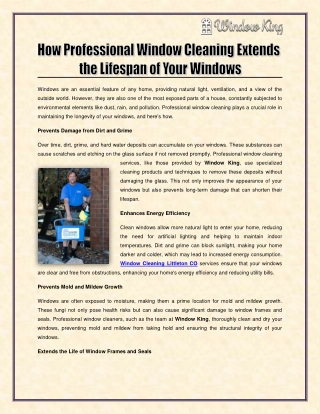 How Professional Window Cleaning Extends the Lifespan of Your Windows