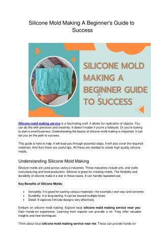 Silicone Mold Making A Beginner's Guide to Success
