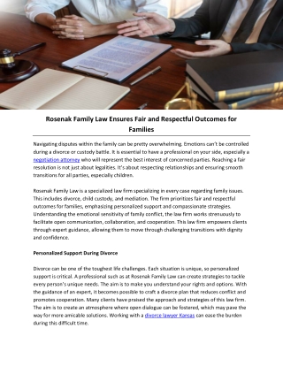 Rosenak Family Law Ensures Fair and Respectful Outcomes for Families