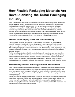 How Flexible Packaging Materials Are Revolutionizing the Dubai Packaging Industry