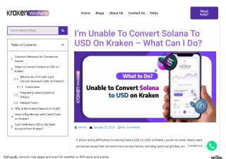 Unable to Convert Solana (SOL) to USD on Kraken
