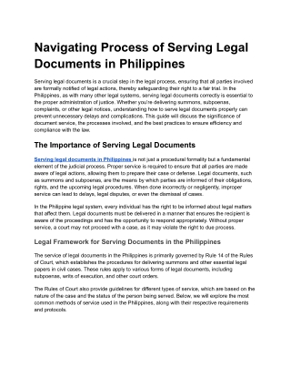 Navigating Process of Serving Legal Documents in Philippines