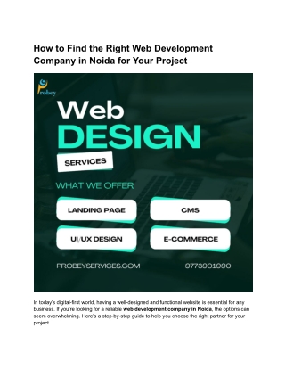 How to Find the Right Web Development Company in Noida for Your Project