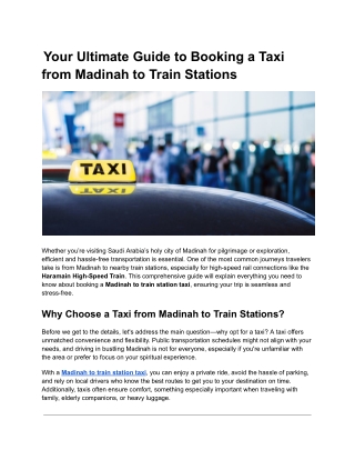 Madinah to train station taxi