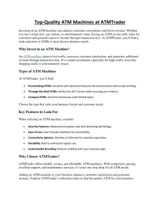 Top-Quality ATM Machines at ATMTrader
