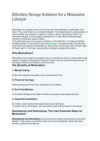 Effortless Storage Solutions for a Minimalist Lifestyle