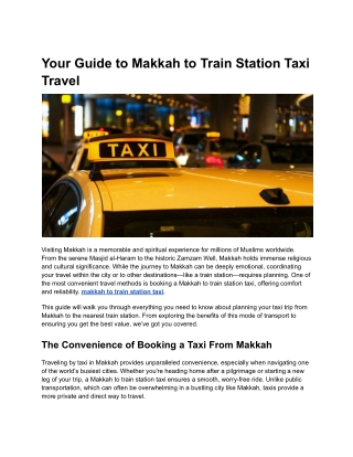Makkah to Train Station Taxi