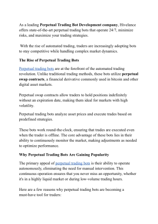 Hivelance's Perpetual Trading Bots 24/7 Trading for Risk-Free Returns