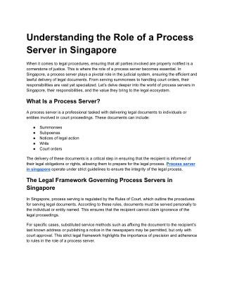 Understanding the Role of a Process Server in Singapore