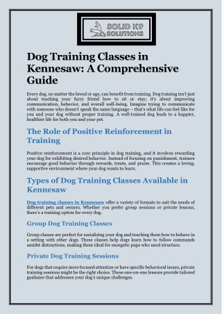 Dog Training Classes in Kennesaw A Comprehensive Guide