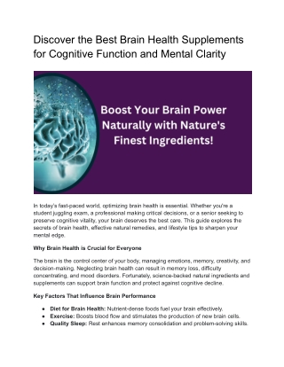Discover the Best Brain Health Supplements for Cognitive Function and Mental Clarity
