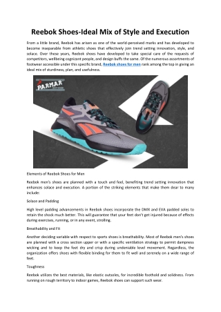 Reebok Shoes-Ideal Mix of Style and Execution