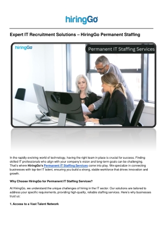 Expert IT Recruitment Solutions – HiringGo Permanent Staffing